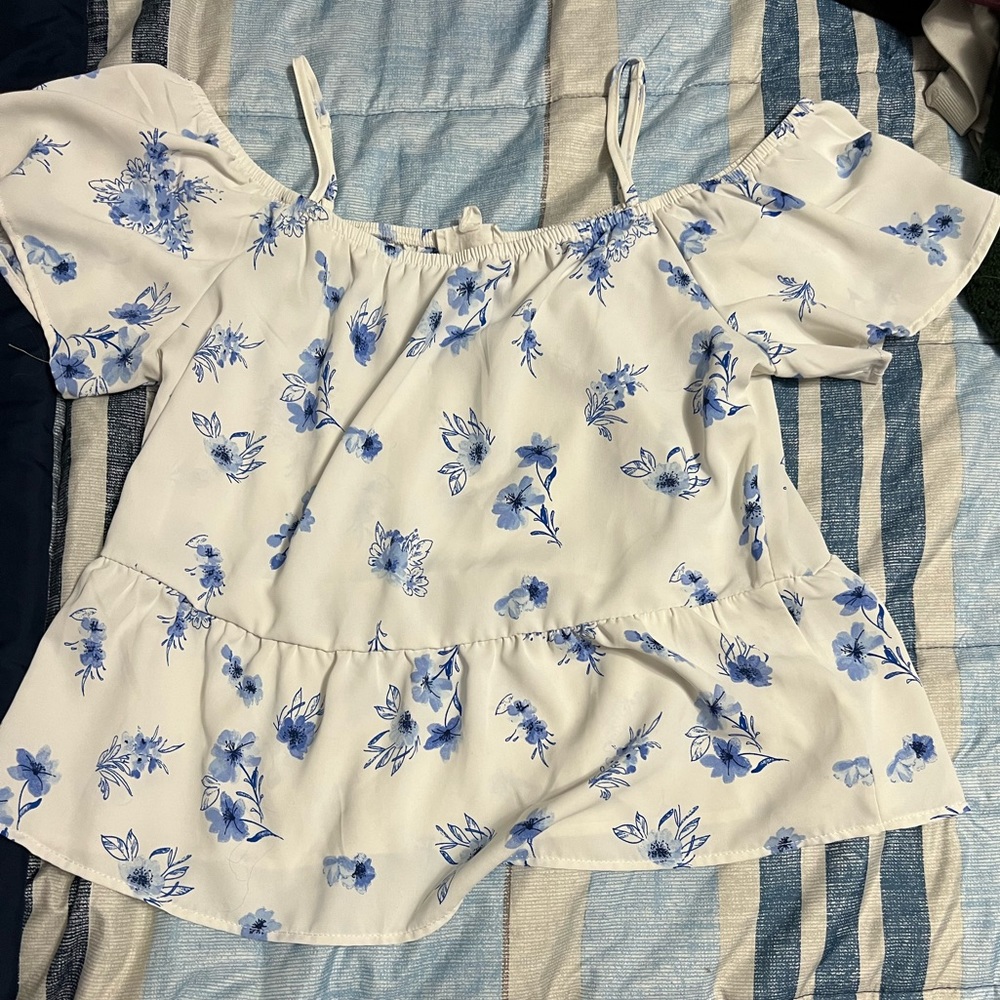 Blue and White blouse
